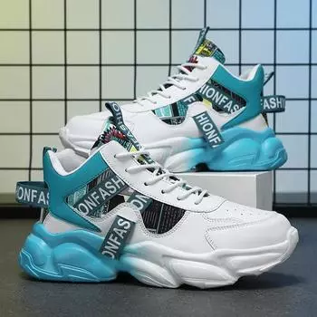 High Quality Men Sneakers New Trend Versatile Breathable Running Shoes Wear Resistant High Top Basketball Shoes Tenis Masculino 39 синий