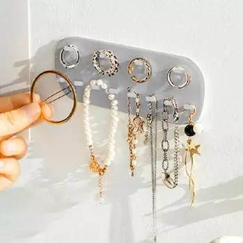 High Quality PP Jewelry Storage Rack Wall-mounted No Punching Earring Necklace Display Rack Adjustable Key Chain Storage Rack белый