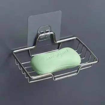 High Quality Soap Rack Wall Mounted Soap Holder Stainless Steel Soap Sponge Dish Bathroom Accessories Dishes Self Adhesive