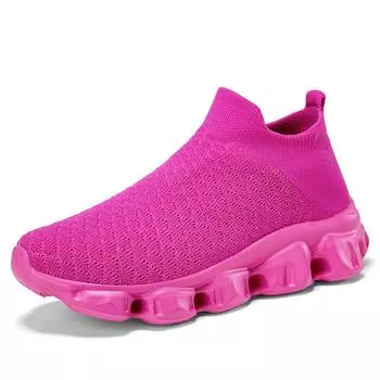 High quality spring and autumn new men s and women s knitted breathable casual sports shoes comfortable fashion walking shoes 41