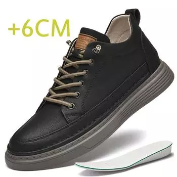 High-quality Spring Height Increase Shoes Heightening Shoes Elevator Shoes Men Height Increase Insole 6CM Sneakers Sport Shoes 36 бежевый