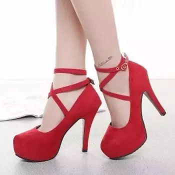 High Quality Waterproof Platform Women s Shoes Ankle Strap Super High Heels Sexy and Fashionable Thick Soled Shoes for Women 34 чёрный