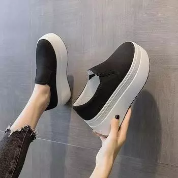 High quality Women Canvas Casual Shoes Super Thick 8cm Platform Wedge Women Fashion Sneakers Chunky Shoes Summer Skateboard 33
