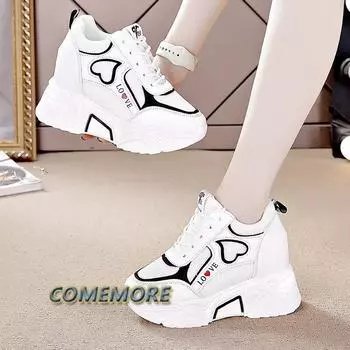 High Quality Women s Platform Sneakers 2024 New Chunky Woman Casual Shoes Basket Female Fashion Sport Mesh Lace Up Shoes Autumn 39 розовый