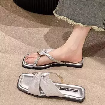 High sense French Internet celebrity 2025 new niche super fire with skirt sandals small fragrant slippers women s spring wear 35 бежевый