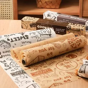 High Temperature Resistant Baking Papers 8M Greaseproof Sandwich Wrapping Paper Printed Oil-Proof Parchment Paper Bread белый