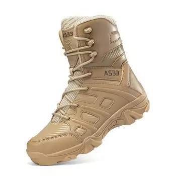 High Top Men Boots Outdoor Mens Ankle Work Boots Comfortable Men Hiking Shoes Men Sneakers Waterproof Climbing Trekking Shoes 39 бежевый