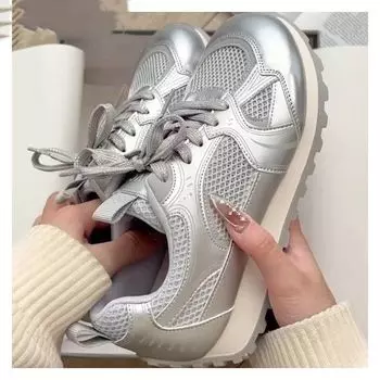 High-value mesh breathable autumn new trendy casual thick-soled versatile sports shoes 35