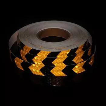 High Visibility Arrow Reflective Stickers Yellow Black 2.5cm*50m Waterproof Self-Adhesive Reflectors Tapes For Car Truck Vehicle