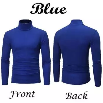 High Warm Mens Neck Solid Color Pullover Jumper Sweater Tops Shirts Turtleneck Blue,2XL