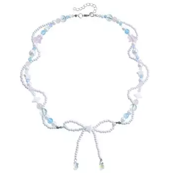 Highlight Imitation Pearl Necklace, Fresh And Sweet Versatile Collarbone Chain, Bow, Star Item Jewelry