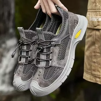 Hight Quality Summer Mens Casual Shoes Aqua Shoes Origin Air Mesh Sneakers Fashion Foam Sport Footwear Beach Shoes Water Shoes 38 серый