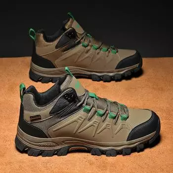 Hiking Boots Casual Sneaker Loafers Round Toe Non-slip Men s Autumn Sneakers Military Boots Leather Fashion Winter Boots for Men 39 чёрный