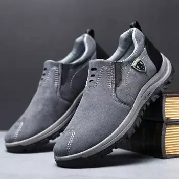 Hiking shoes men s 2025 spring casual single shoes foreign trade large size sports shoes men s one-pedal light walking shoes 39 чёрный