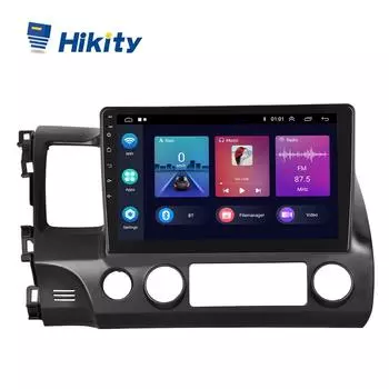 Hikity 1 + 16G Android 11 2 Din 9-дюймовый автомобильный радиоприемник для Honda Civic 2006-2011 Carplay Android Auto GPS WIFI Bluetooth FM RDS EQ Звук заднего вида With AHD camera