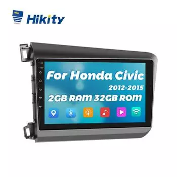 Hikity 2 + 32G Android 10,1 2 Din 9 Автомобильная стереосистема с автомагнитолой для Honda Civic 2012-2015 GPS WIFI Зеркальная связь Сенсорный экран Bluetooth FM-радио Вид сзади SWC