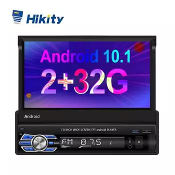 Hikity 2 + 32G Android 10,1 Single Din 7 дюймов Автомобильный радиоприемник Стерео Автомобильный мультимедийный плеер GPS-навигация Wi-Fi Bluetooth USB FM Зеркальная связь заднего вида