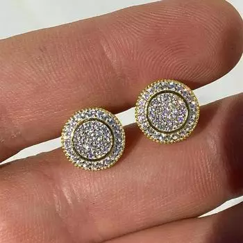 Hip-Hop Zircon Round Stud Earrings, High-End Trendy Men And Women Simple And Versatile Internet Celebrity Earrings, Temperament Classic Earrings