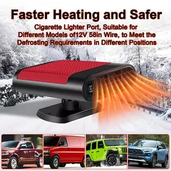 Hipacool 24V 12V Car Heater Car Windshield Fast Heating Defrost Defogger Warm Air Purification 360°Rotation Interior Accessories