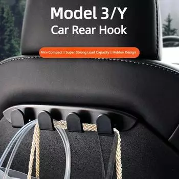 Hipacool 2pcs Hook for Tesla Model 3/Y Car Rear Hanger 5KG High Load Bearing Car Accessories Interior Hook Universal Car Bracket чёрный