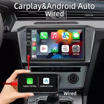 HIPPBQCC 2 Din Car Radio 7 HD Touch Screen Autoradio CarPlay Android Bluetooth Stereo Multimedia Player FM ISO Power Aux Input