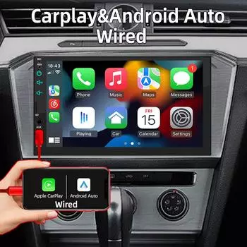 HIPPBQCC 7 Inch Car Radio Carplay Android Auto 1 Din Multimedia Bluetooth Player HD Touch Screen Mirror-Link USB FM AUX Input