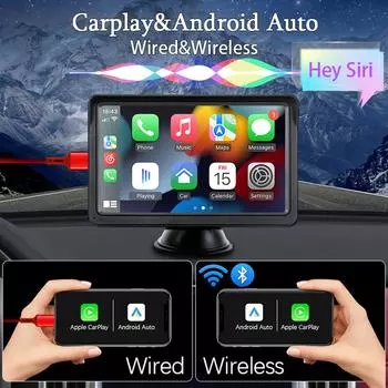 HIPPBQCC Car Radio Wireless CarPlay Android Auto Multimedia Video Player 7 Portable Touch Screen With USB AUX For Rear Camera