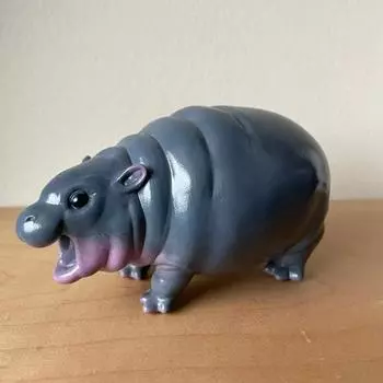 Hippo Statue Cute Hippo Resin Figurines Moo Den Baby Hippopotamus Sculpture Desk Decoration