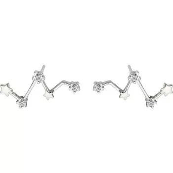 Hipster Curve Design Sense Women S Earrings Temperament Personality Student Gift Sparkling Diamond Star Geometric Earrings