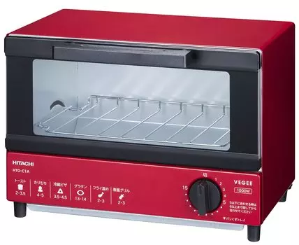 Hitachi Toaster Oven Single Living Pieces of Square Bread R Red 1,000W Yamagata/2 HTO-C1A