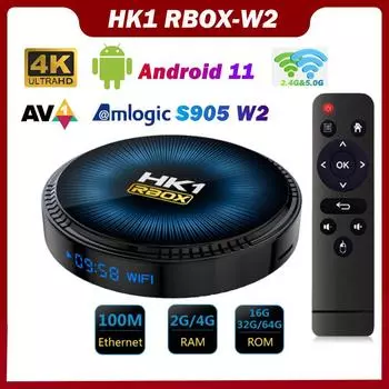 HK1 RBOX W2 Smart TV Box Android 11 Amlogic S905W2 4 ГБ 32 ГБ 64 ГБ 4K AV1 100M 2,4G 5G Dual Wi-Fi BT4.1 Медиаплеер HK1 RBOX Телеприставка 2G 16 ГБ EU Plug (2 & 16GB)