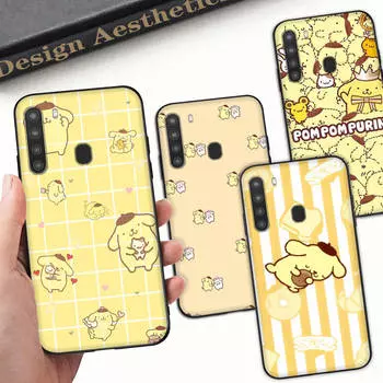 HK29 Pompom Purin Black Sofe Case for iPhone 16 15 Plus 14 13 Pro 8 SE XR XS Max P30 Nova 5T Y5P Y6 Y7 Y8P Y9 Realme C30 C33 C31 VIVO Y36 V27 iPhone 15 ирис