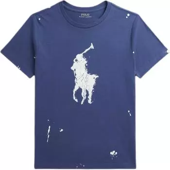Хлопковая футболка с принтом тай-дай Polo Ralph Lauren, с круглым вырезом, детские топы, синий CWPOTSHY8021065-410 L