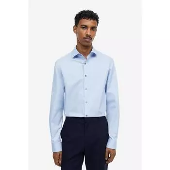 Рубашка HM slim fit premiuM cotton светло-голубая 0395127042 XSEUR XSS