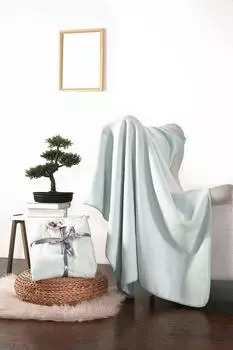 Хлопковое покрывало под телевизор Dolce Bonita Home 127X155 Basic Aqua Green