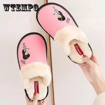 Хлопковые тапочки, плюшевые тапочки, зимняя модная и милая домашняя обувь, хлопковая обувь с цветочным рисунком, женская домашняя противоскользящая хлопковая обувь на толстой подошве 41 синий
