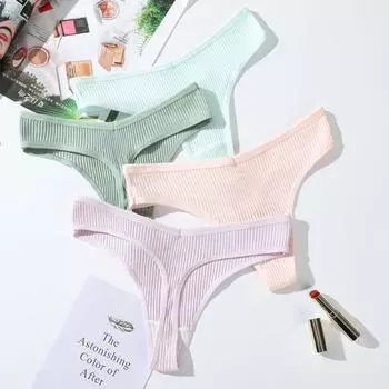 Хлопковые трусики M-XXL, женское нижнее белье, сексуальные трусики, женские стринги, однотонное нижнее белье M зелёный