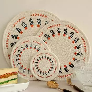 Хлопковый и льняной тканый утеплитель Ma Nordic Style бытовой коврик для еды миска глиняный горшок чайная чашка коврик антиожоговый коврик для стола 1pcs