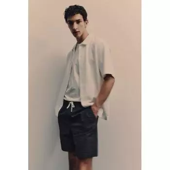 HM Regular Fit Хлопковые шорты Темно-синие XS