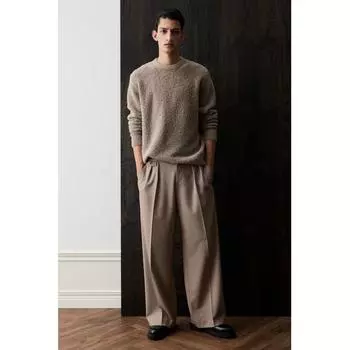 HM Regular Fit Тонкий вязаный свитер бежевого цвета XS
