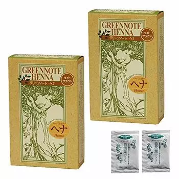 Хна Green Note светло-коричневая 100 г x 2 шт. Натуральный шампунь Green Note Leaf объемом 5 мл x 2 шт. [Набор] + [Бонус]
