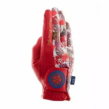 Hoapili Golf Gloves Hawaiian Camouflage Golf Gloves Right Hand Wear Red S Women s (20-21cm)