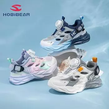 HOBIBEAR Летняя спортивная обувь с сеткой для мальчиков, обувь с полыми пуговицами, кроссовки для девочек 38 белый