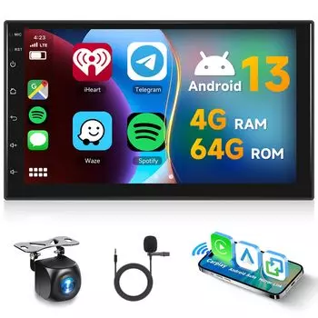 Hodozzy Car Stereo 2 Din Wireless Dual Din 7-дюймовый сенсорный экран Car Radio 2 Din GPS Navigation WiFi Bluetooth Radio Android 2 Din Car Stereo с задней панелью