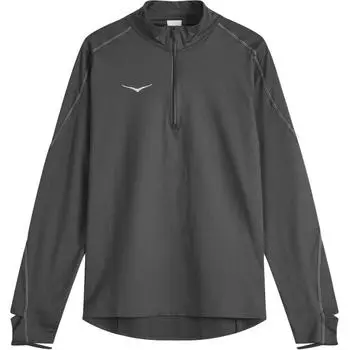 Hoka One One Logo Stand Collar Half Zip Long Sleeve T-Shirt Men Tops Charcoal-Black 1164156-BLK S