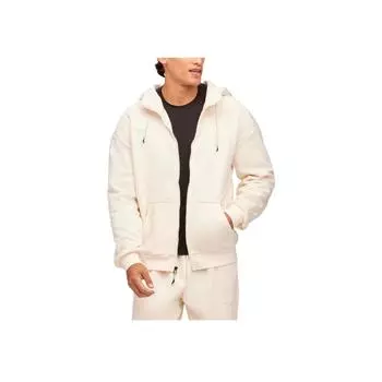 HOKA ONE ONE Solid Fit Hooded Jacket Men Jackets Beige 1151391-EGN M