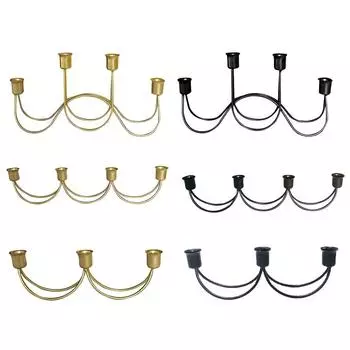 Holder for Pillar Candles Metal Candlestick Stand Desktop Tealight Decoration for Dinning Party Wedding X3UC Three heads чёрный