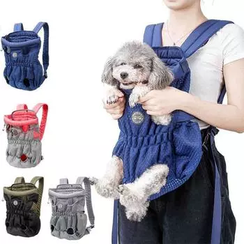 Holder Front Chest Hands-Free Cat Accessories Dogs Travel Bag Pet Carrier Backpack Pet Sling Bag M синий