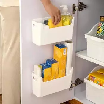 Holder Plastic Wall Mounted Storage Box Adhesive Thickened Storage Rack No Punch Space Saving Bathroom S белый