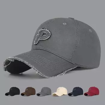 Hole Embroidered Letter Baseball Cap Unisex Cap Outdoor Sports Sunscreen Sun Hat бежевый